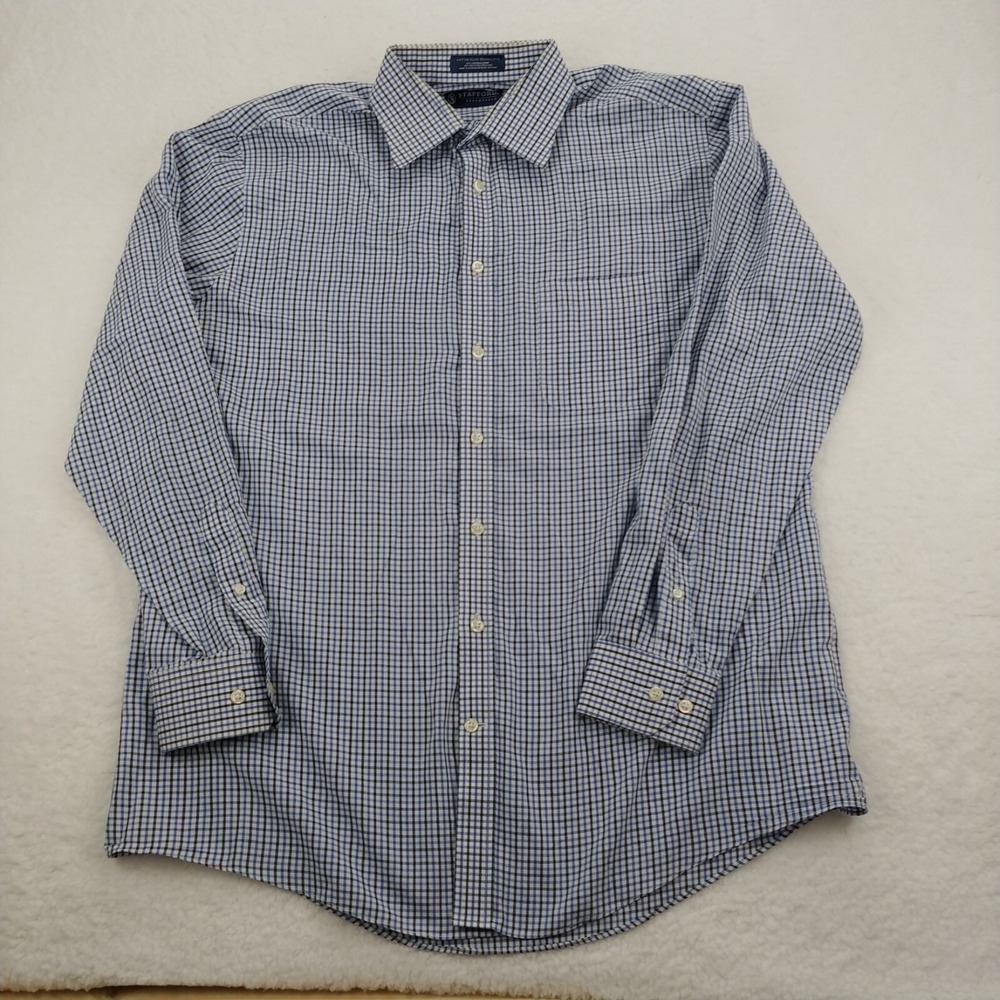 Stafford Shirt Mens Blue White Button Long Sleeve Casual Men With Pocket
